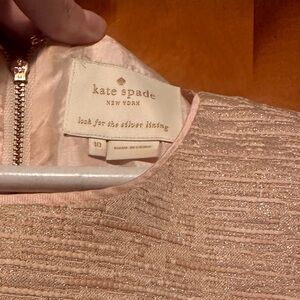 kate spade new york metallic blush sleeveless dress with satin trim size 10